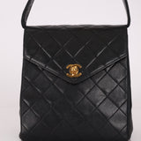 Vintage Chanel 1991 Lambskin Turnlock Kelly Top Handle 24K GP