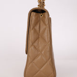 Rare Chanel 1995 Latte Caviar XL Turnlock Top Handle