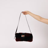 Rare Fendi 2010 Rabbit Fur Baguette Crossbody Bag