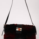 Rare Fendi 2010 Rabbit Fur Baguette Crossbody Bag