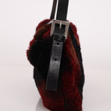 Rare Fendi 2010 Rabbit Fur Baguette Crossbody Bag