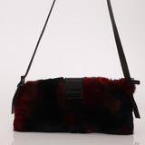 Rare Fendi 2010 Rabbit Fur Baguette Crossbody Bag