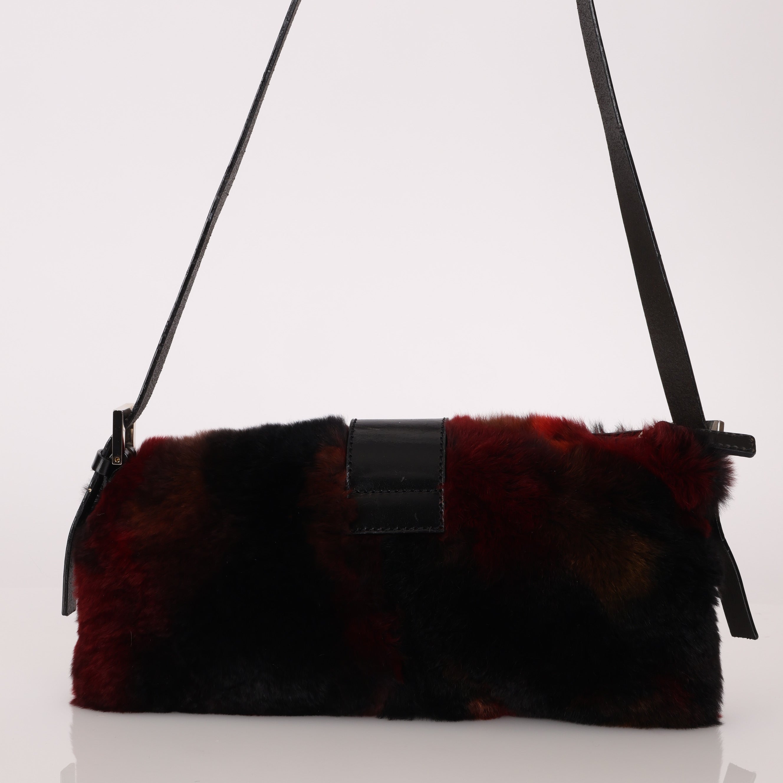 Rare Fendi 2010 Rabbit Fur Baguette Crossbody Bag
