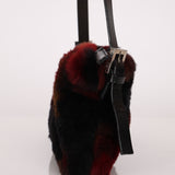 Rare Fendi 2010 Rabbit Fur Baguette Crossbody Bag