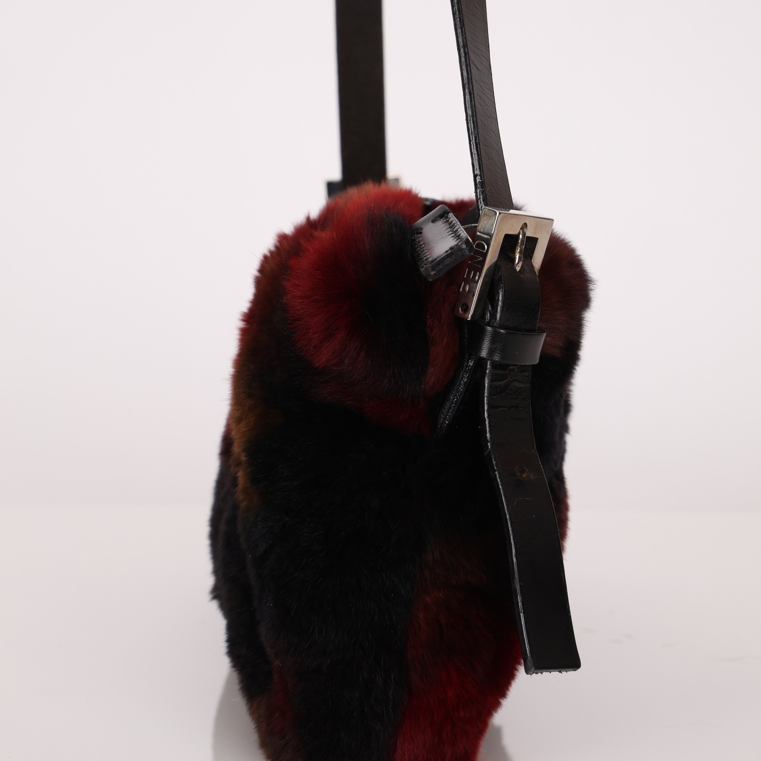 Rare Fendi 2010 Rabbit Fur Baguette Crossbody Bag