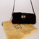 Rare Fendi 2010 Rabbit Fur Baguette Crossbody Bag