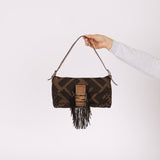 Fendi XL Mix Zucca Fringe Baguette