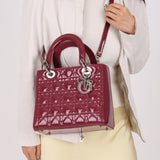 Dior 2012 Berry Mauve Patent Cannage Medium Lady Dior