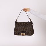 Rare Fendi Zucca Zip Mamma Baguette GHW