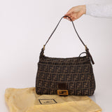 Rare Fendi Zucca Zip Mamma Baguette GHW