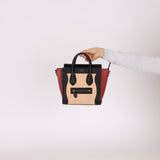 Celine Tri-color Nubuck Nano Luggage Tote