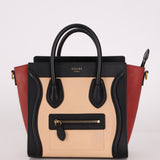 Celine Tri-color Nubuck Nano Luggage Tote