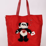 Prada Nylon Valentines Panda Red Tote