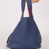 Hermès 2018 Bleu Brighton Capucine Taurillon Clemence and Swift Éclat Picotin Lock 18 PHW