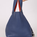 Hermès 2018 Bleu Brighton Capucine Taurillon Clemence and Swift Éclat Picotin Lock 18 PHW