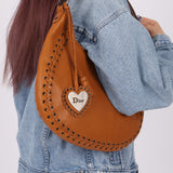 Dior 2007 Wood Whipstitch Cognac Hobo