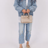 Dior 2014 Metallic Pebbled Leather Champagne Mini Diorissimo Tote