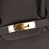 Hermès 2011 Gris Etain Clemence Retourne Birkin 35 GHW