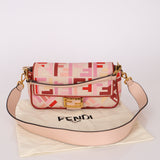 Fendi Zucca Canvas Pink Red Baguette