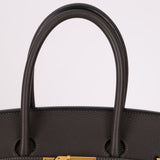 Hermès 2011 Gris Etain Clemence Retourne Birkin 35 GHW