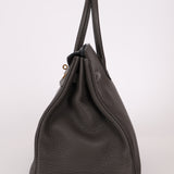 Hermès 2011 Gris Etain Clemence Retourne Birkin 35 GHW