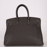 Hermès 2011 Gris Etain Clemence Retourne Birkin 35 GHW