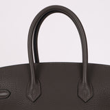 Hermès 2011 Gris Etain Clemence Retourne Birkin 35 GHW