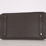 Hermès 2011 Gris Etain Clemence Retourne Birkin 35 GHW