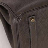 Hermès 2011 Gris Etain Clemence Retourne Birkin 35 GHW