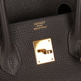 Hermès 2011 Gris Etain Clemence Retourne Birkin 35 GHW