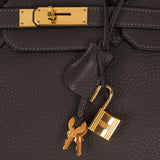 Hermès 2011 Gris Etain Clemence Retourne Birkin 35 GHW