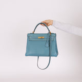 Hermès 2005 Bleu Jean Epsom Retourne Kelly 32 GHW
