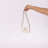 Chanel 24S Caviar Ecru Jeweled Cardholder on Chain