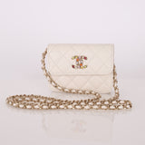 Chanel 24S Caviar Ecru Jeweled Cardholder on Chain