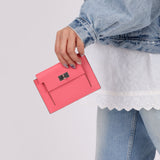Hermès 2020 Rose Azalee Chevre Mysore Kelly Pocket Compact Wallet PHW