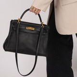 Hermès 2009 Noir Swift Kelly 32 GHW