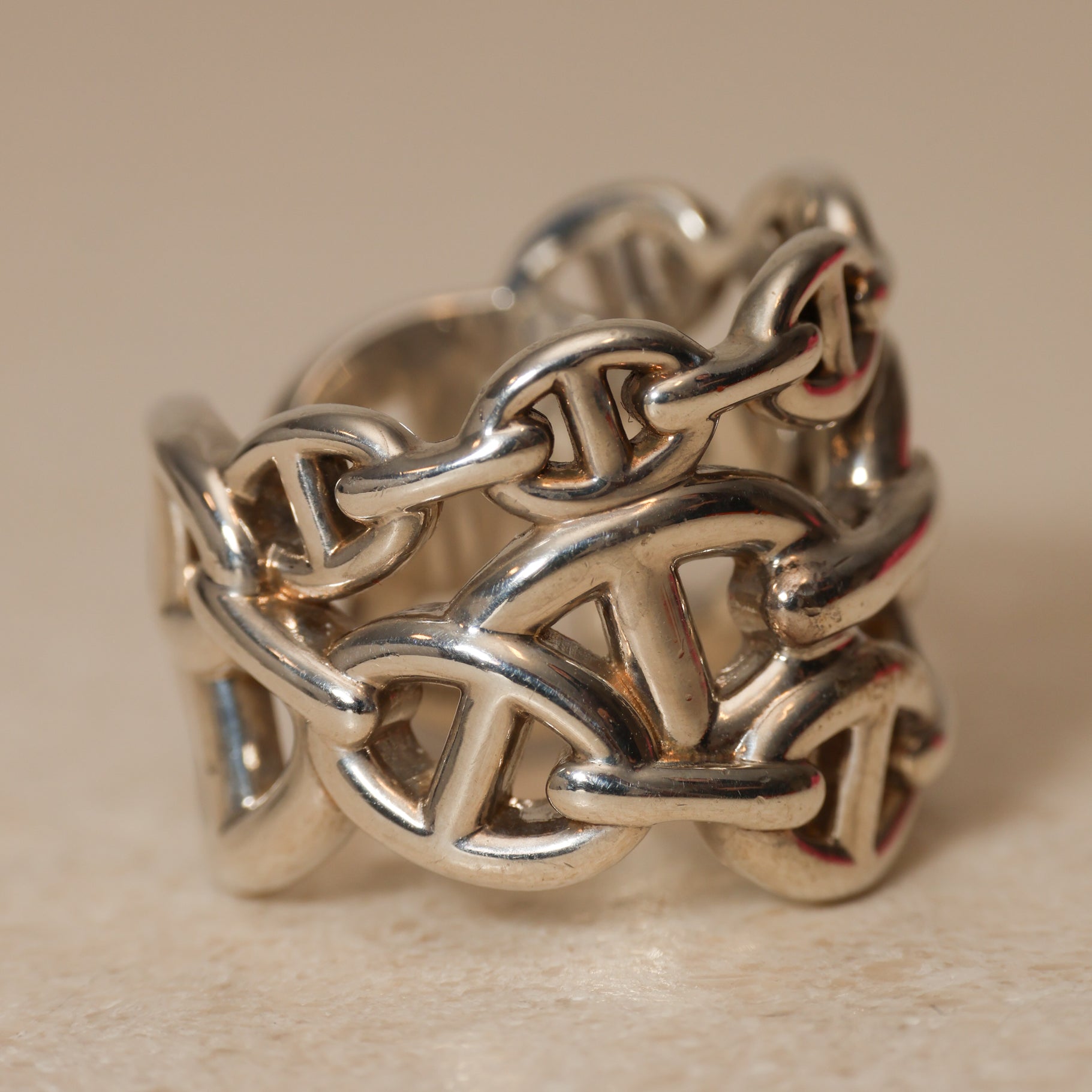 Hermes Chaine d'Ancre Enchainee Ring, Size US 6.5