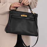 Hermès 2009 Noir Swift Kelly 32 GHW