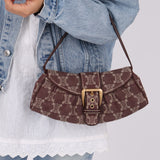 Celine Chocolate Denim Triomphe Ava Shoulder Bag
