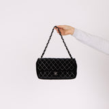 Ultra-Rare Runway Chanel 2004 Velvet East West Chain Stitch Single Flap