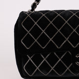 Ultra-Rare Runway Chanel 2004 Velvet East West Chain Stitch Single Flap