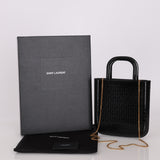 Saint Laurent Patent Logo Embossed Shopper Tote with Chain