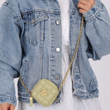 Chanel 2021 Pistachio Lambskin Chocolate Bar Mini Pouch on Chain