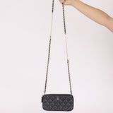 Chanel 2018 Iridescent Lambskin Double-Zip Pearl Wallet on Chain