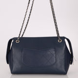 Chanel 2017 Navy Blue Top Zip Chain Shoulder Bag