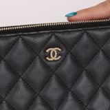 Chanel 2018 Iridescent Lambskin Double-Zip Pearl Wallet on Chain