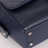 Chanel 2017 Navy Blue Top Zip Chain Shoulder Bag