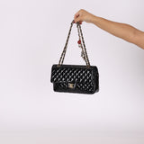 Chanel 2009 Patent Valentine Charms Single Flap Bag