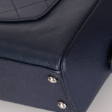 Chanel 2017 Navy Blue Top Zip Chain Shoulder Bag
