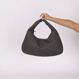 Bottega Veneta Grey Medium Intrecciato Hobo with Mirror